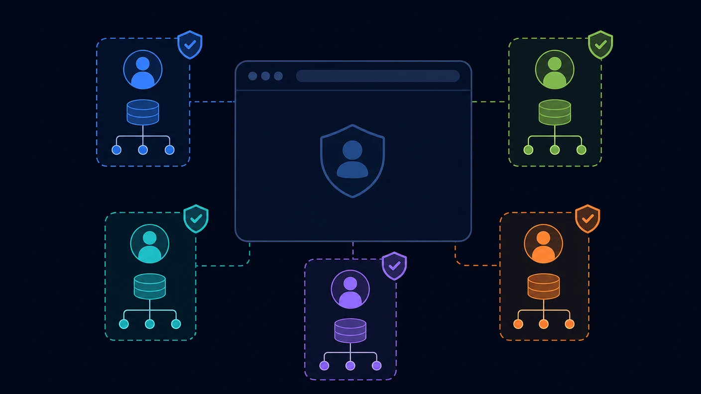 Separate identity chambers for accounts, clients, roles, and workflow stages